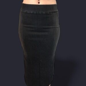 Frank & Eileen Black Demin Midi Pencil Skirt with Side Slits Size 0